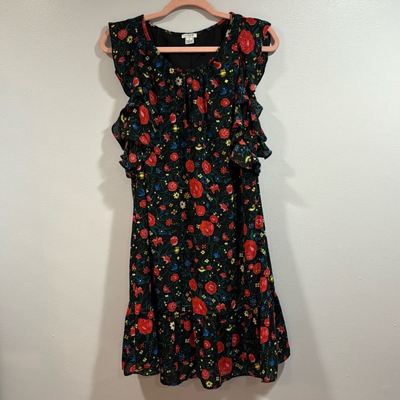 J. Crew Dresses & Skirts - J. Crew Black and Red Floral Mini Dress